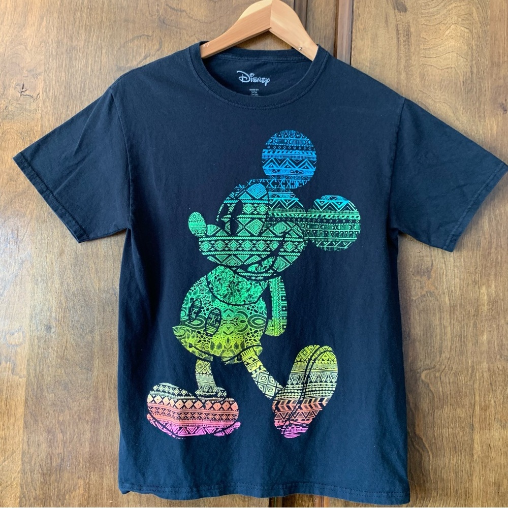 Disney Black T-Shirt with Multicolor Mickey Graphic